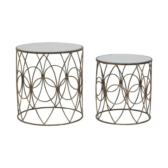 Avantis October Antique Copper Frame Round set of 2 Tables reduced click n collect