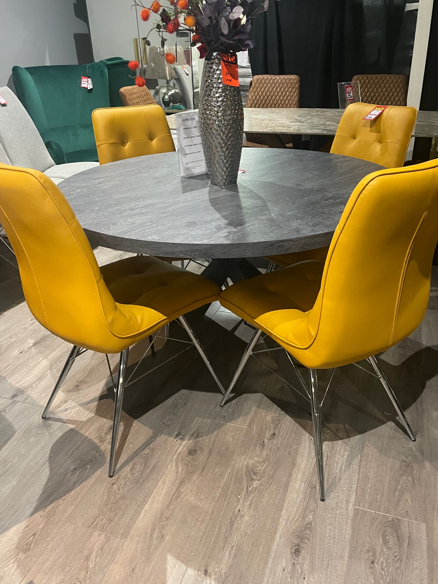 Tampa set of 4 available contemporary ochre dining chairs Half price disposal if paid Instore ( full sets only)