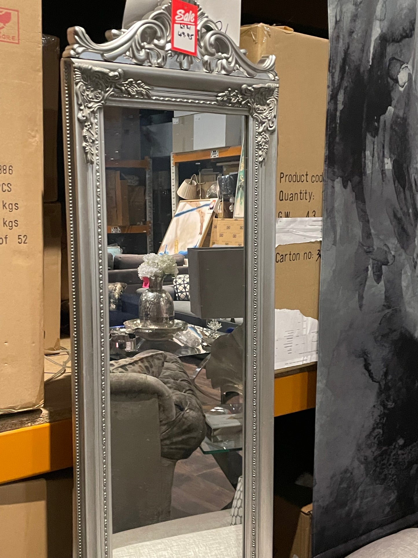 Silver dressing mirror full length collection only