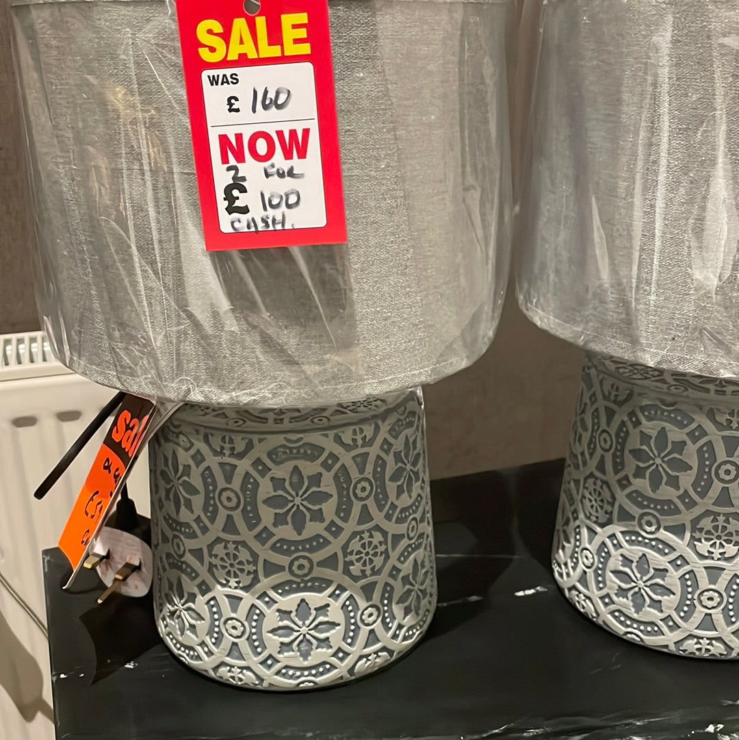 Vedder grey concrete pair of lamps clearance click n collect