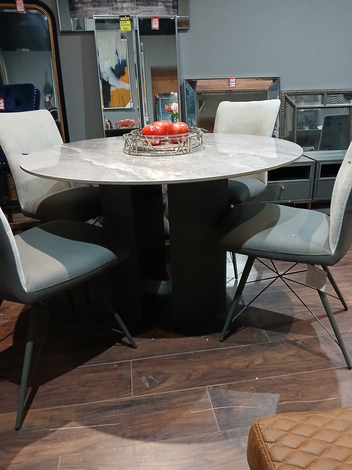 AMALFI Fabric & PU dining chair with dark metal legs Special Purchase available in sets only