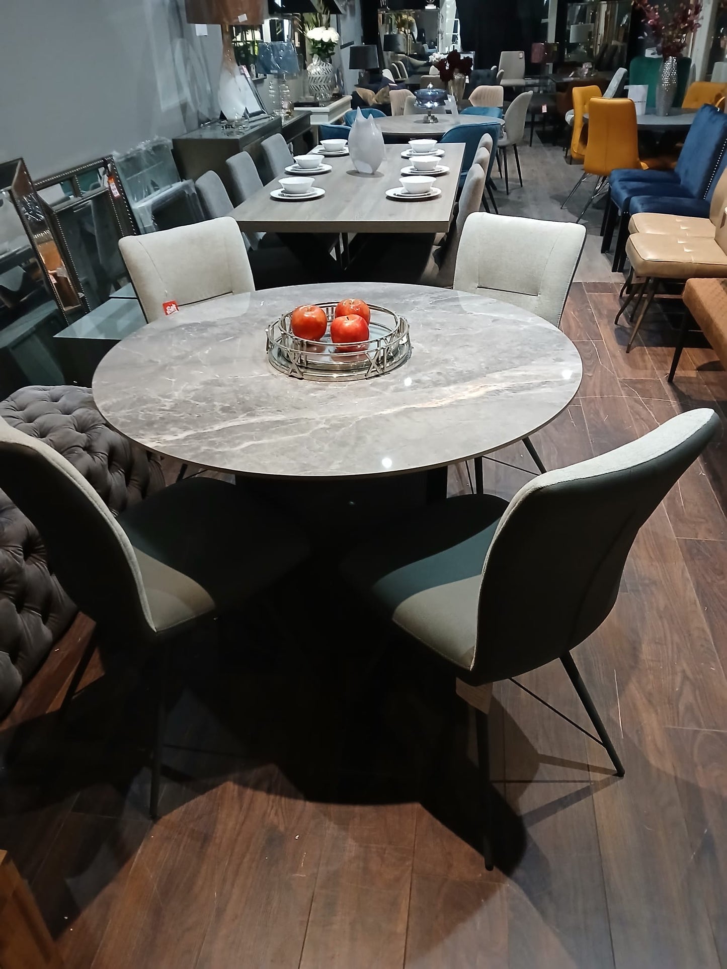 AMALFI Fabric & PU dining chair with dark metal legs Special Purchase available in sets only