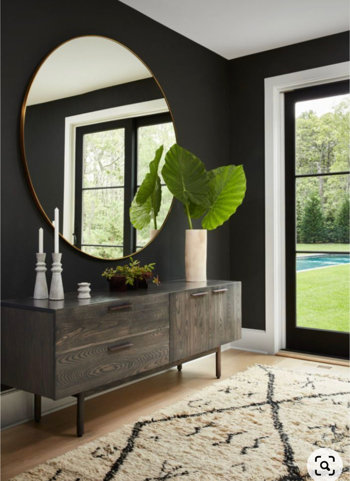 Arlene Round Mirror silver XXL size 120 cm with brushed silver frame . Clearance price is to purchase and pay in store only