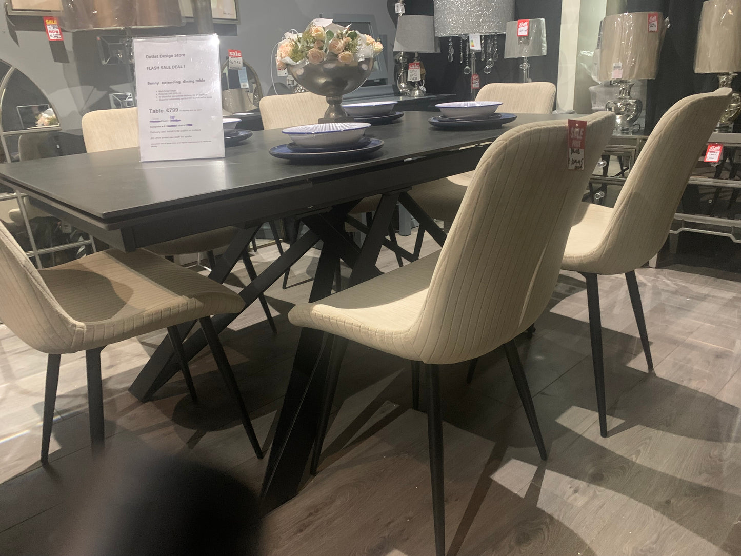 Dylan Dining chair in neutral stone fabric