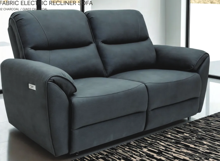 Gianni Charcoal Fabric - 2 seater recliner. Special deal price
