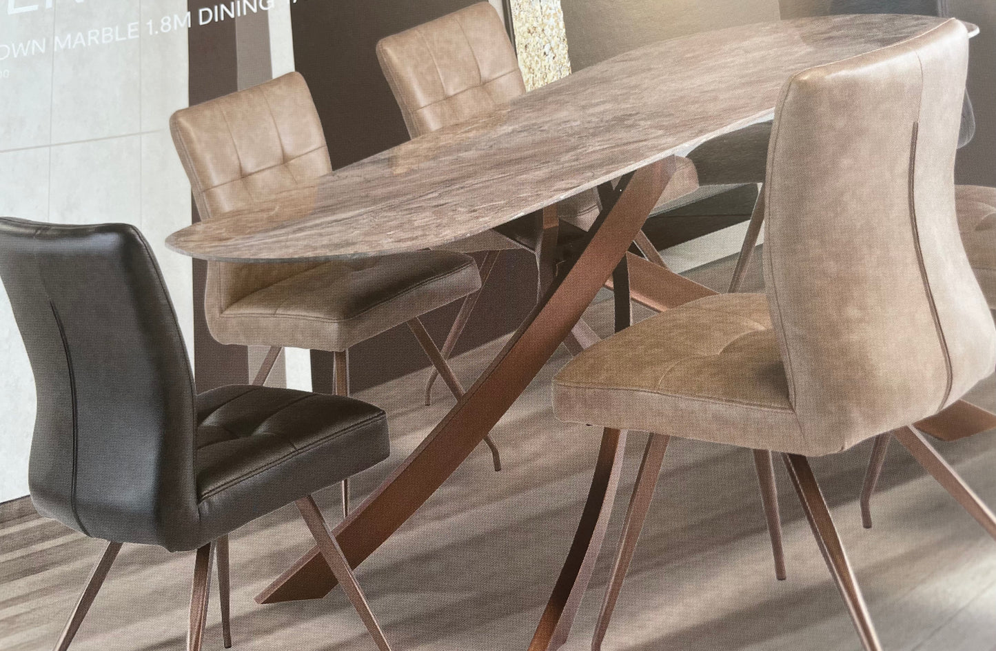 Chester large dining table with brushed brass legs