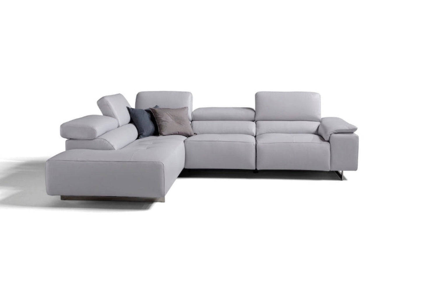 Blossom Italian top Grade grey leather chaise sofa further reduced