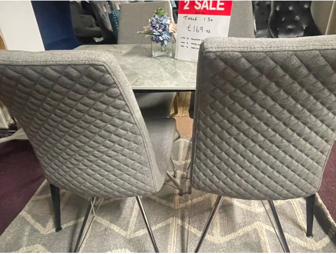 Regal marble effect dining table from €169.95! choice of colours/Size 130 cm or 160 cm . Options also with 4 chairs or 2 plus bench. Pay Instore only