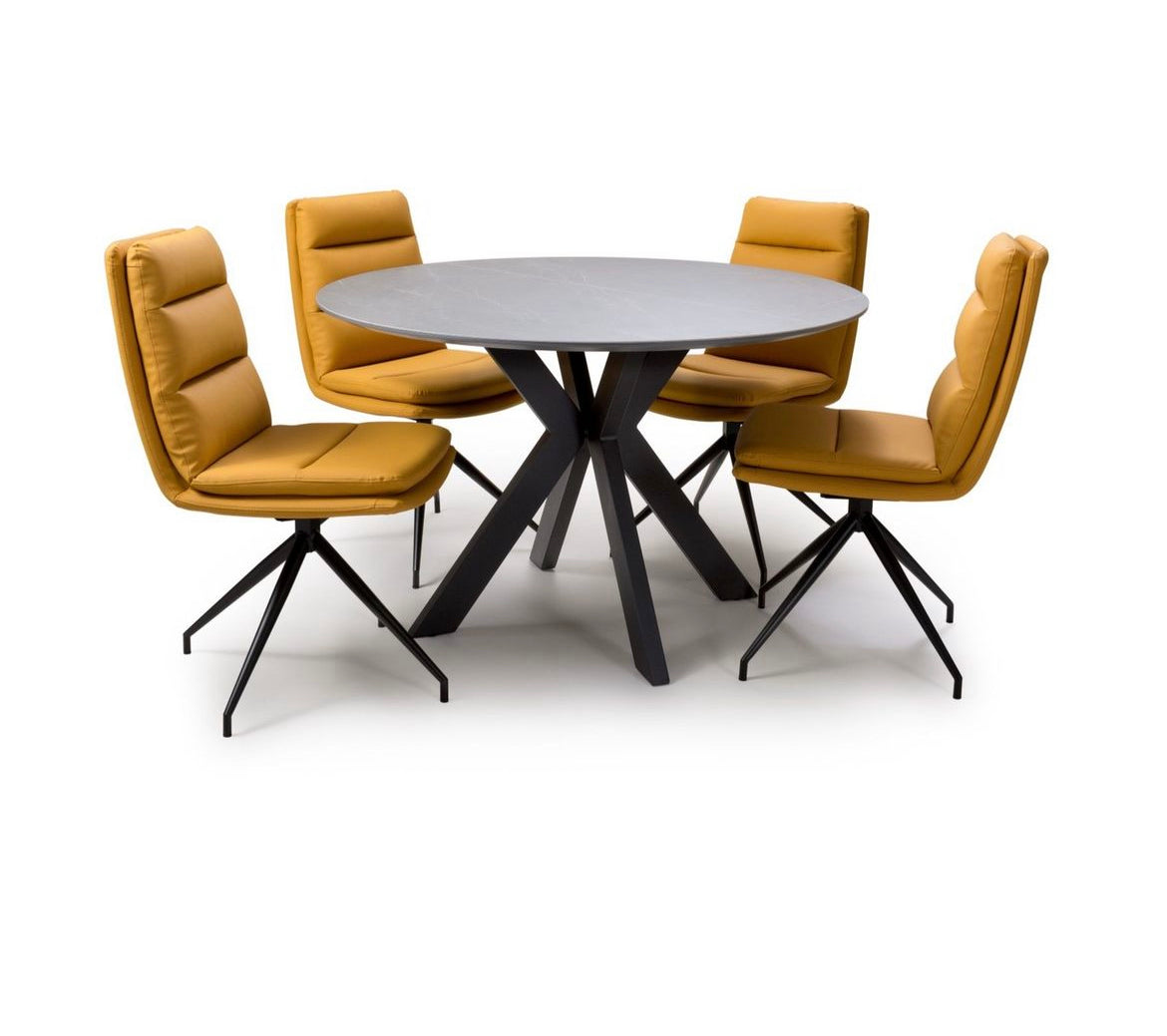 Tampa set of 4 available contemporary ochre dining chairs Half price disposal if paid Instore ( full sets only)