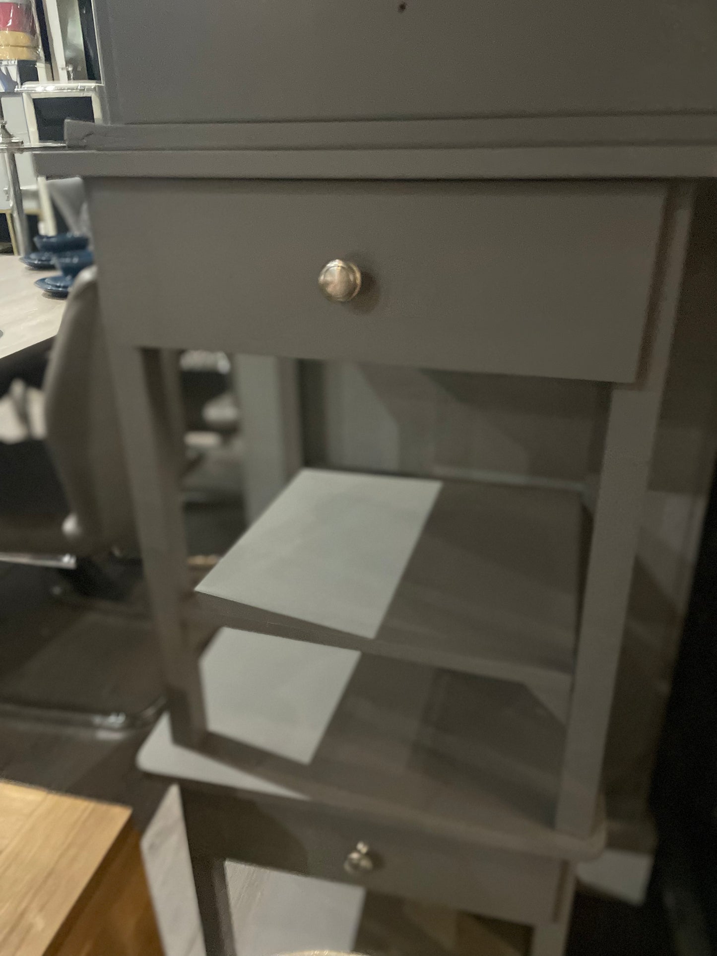 William bedside cabinets in Grey or navy . View and pay Instore only CLEARANCE