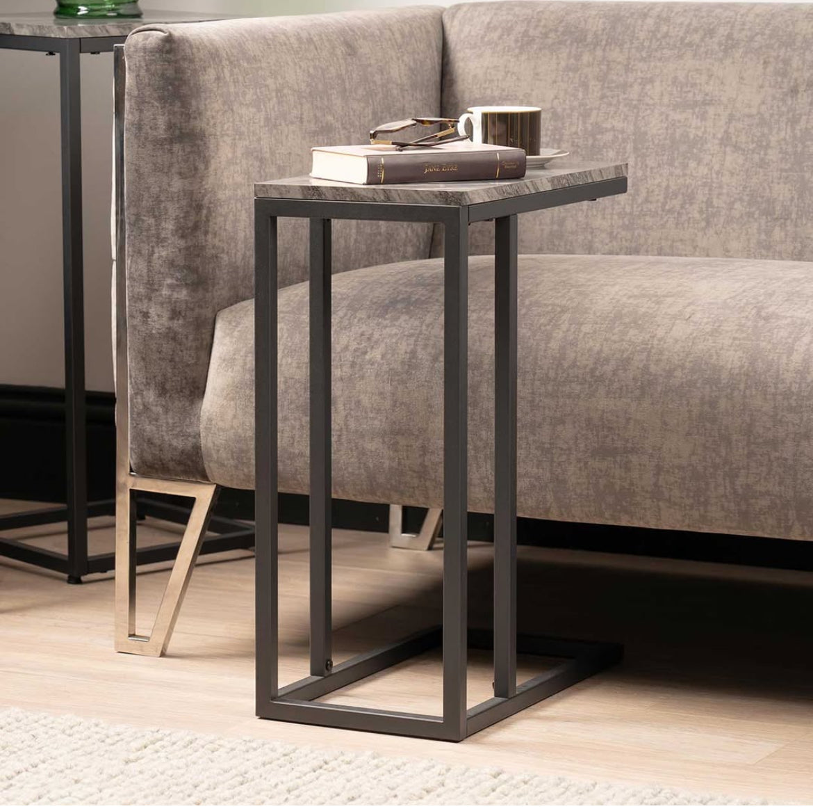 Alora Black metal sofa table reduced in Outlet Store