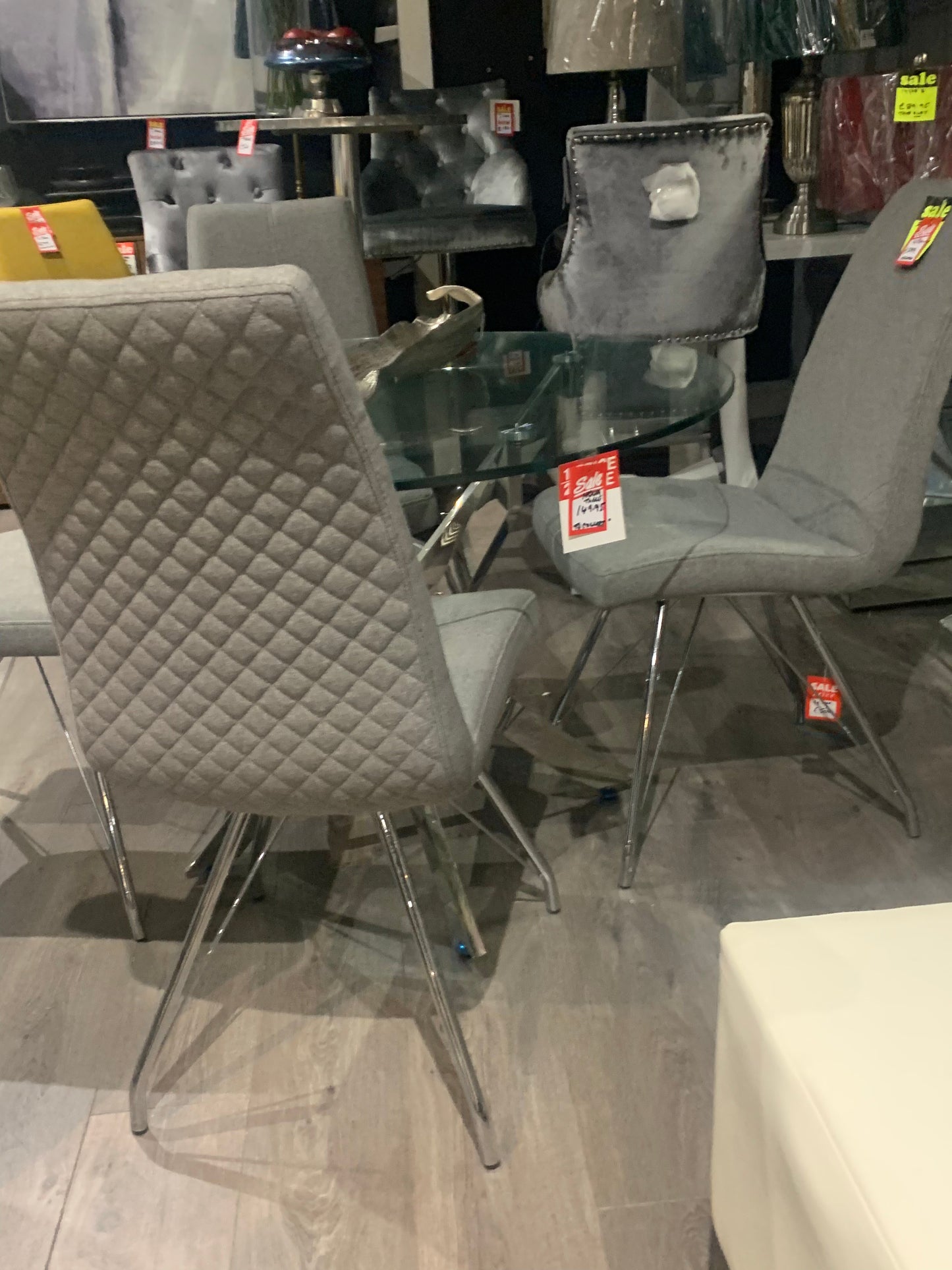 Monaco grey gloss dining table 120 cm clearance new in box pay instore