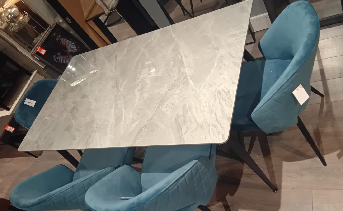 Regal marble effect dining table from €169.95! choice of colours/Size 130 cm or 160 cm . Options also with 4 chairs or 2 plus bench. Pay Instore only