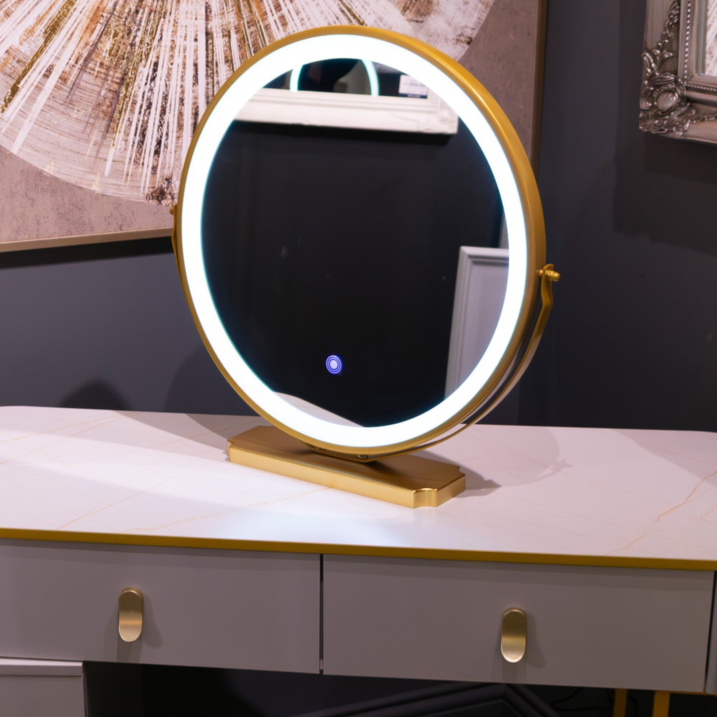 Karl 3 piece Dressing table w stool mirror SPECIAL instore purchase . Grey marl .