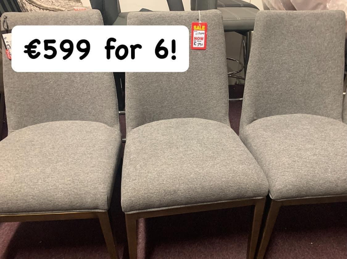 Bay grey Dining Chair Linen half price if paid in-Store ( full sets of 6 only) disposal sale.