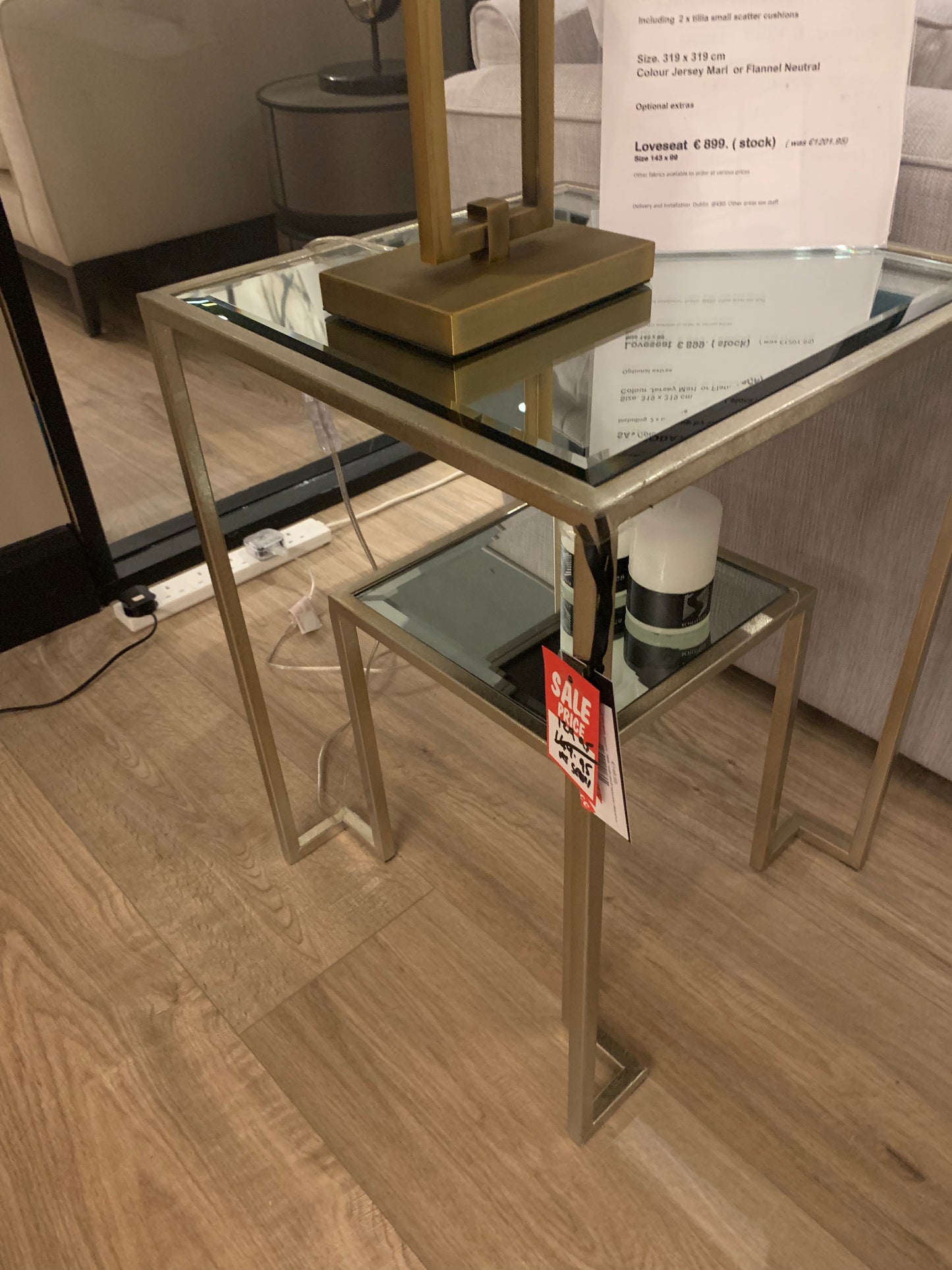 Antiqued gold champagne October 2 tier side table with shelf clearance for collection only