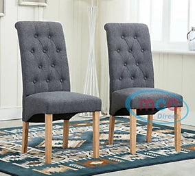 Salta set of 2 charcoal grey buttoned Dining Chair half price on clearance for collection only