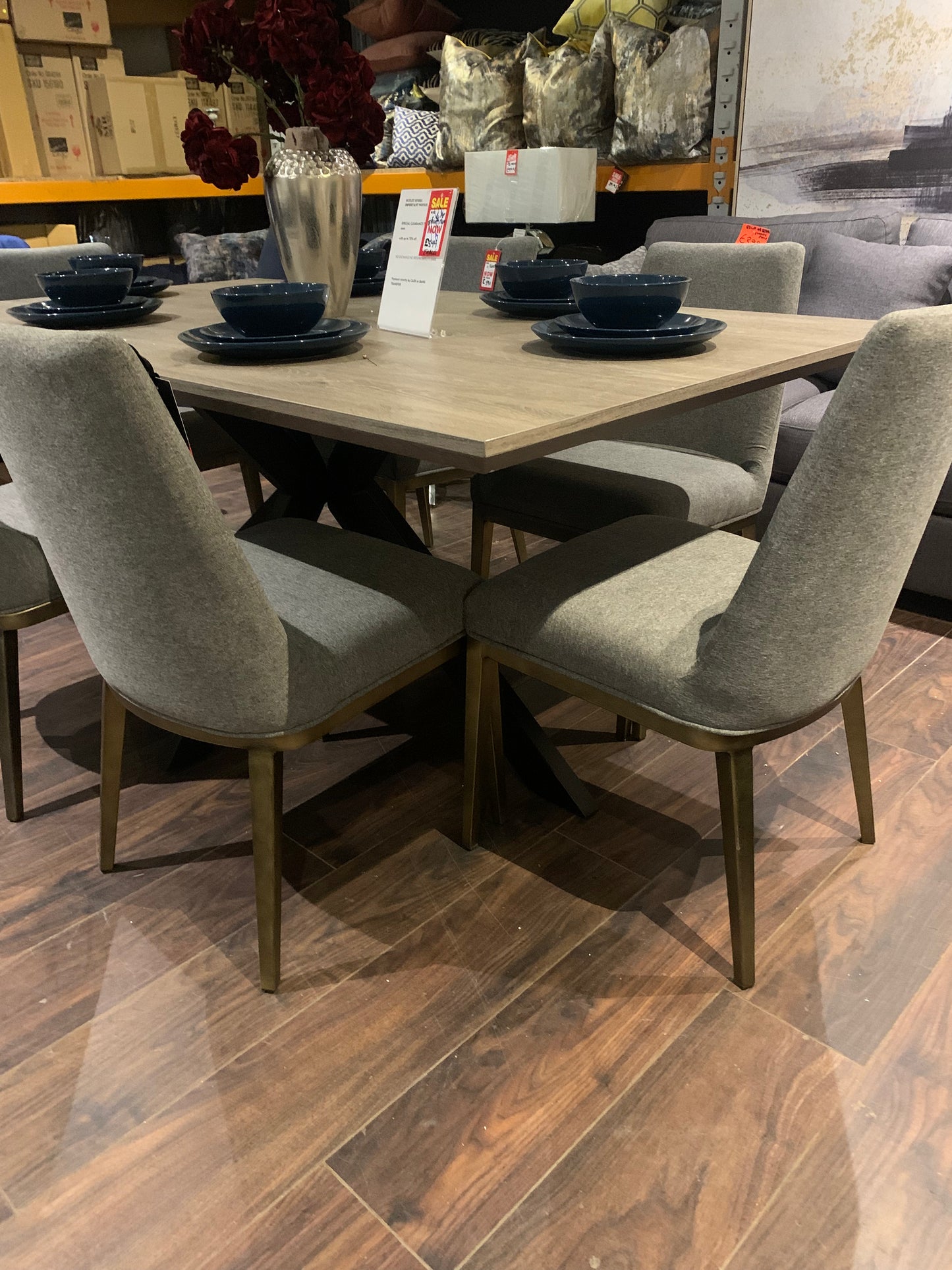 Bay grey Dining Chair Linen half price if paid in-Store ( full sets of 6 only) disposal sale.