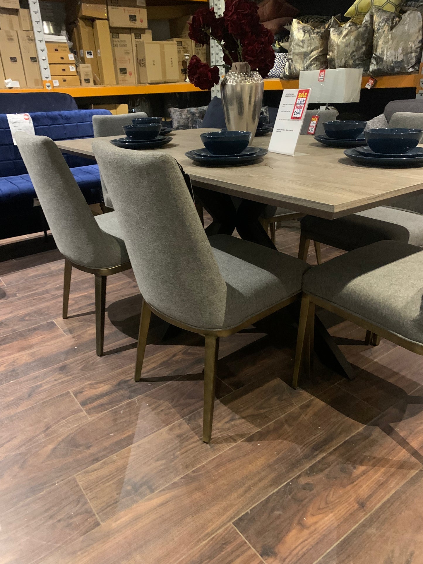 Bay grey Dining Chair Linen half price if paid in-Store ( full sets of 6 only) disposal sale.
