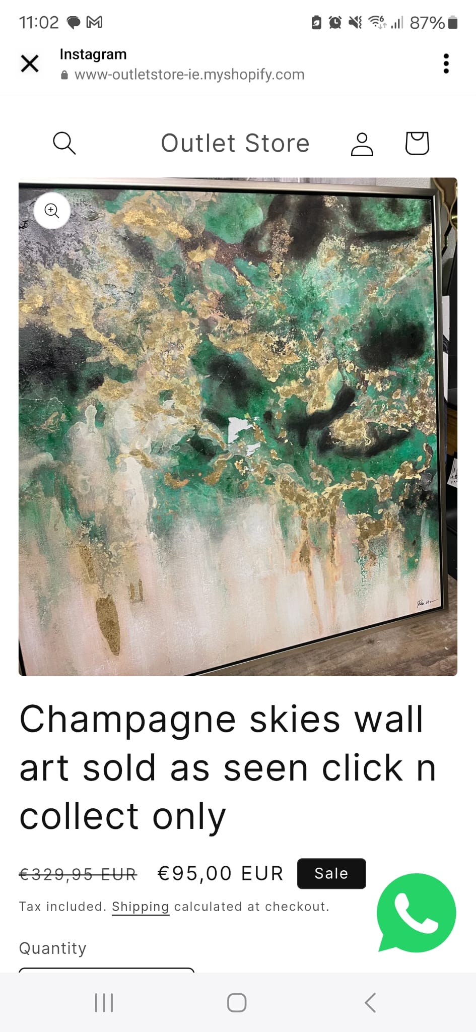 Champagne skies wall art click n collect