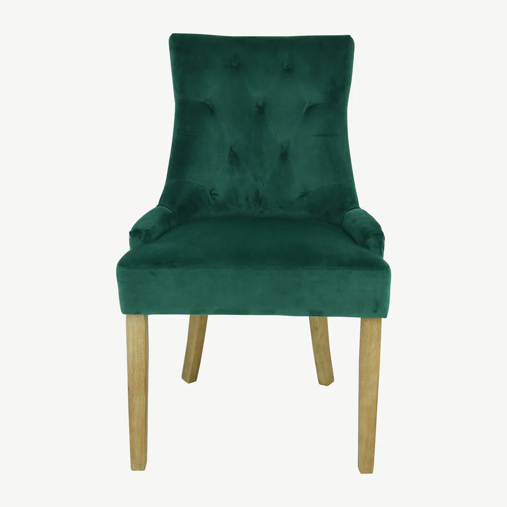 Sandy velvet dining chairs x 2 Click n collect light blue or mustard now less than half price