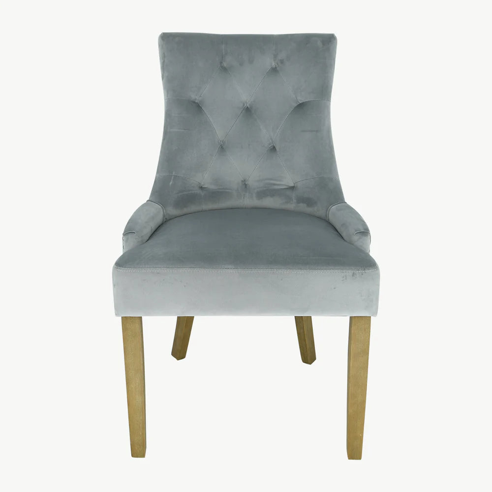 Sandy velvet dining chairs x 2 Click n collect light blue or mustard now less than half price