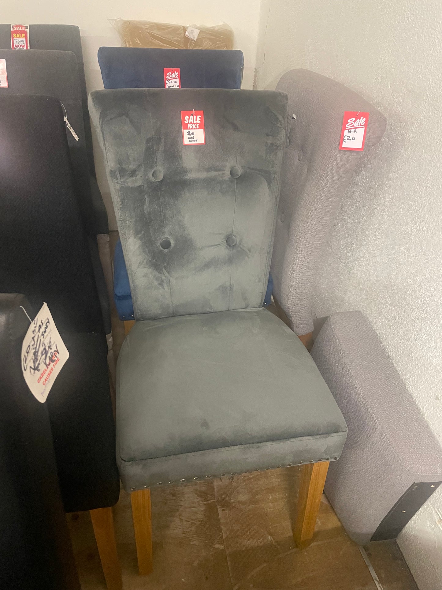 Dining chairs for €20 each sold as seen . One offs . Instore purchase only. Disposal