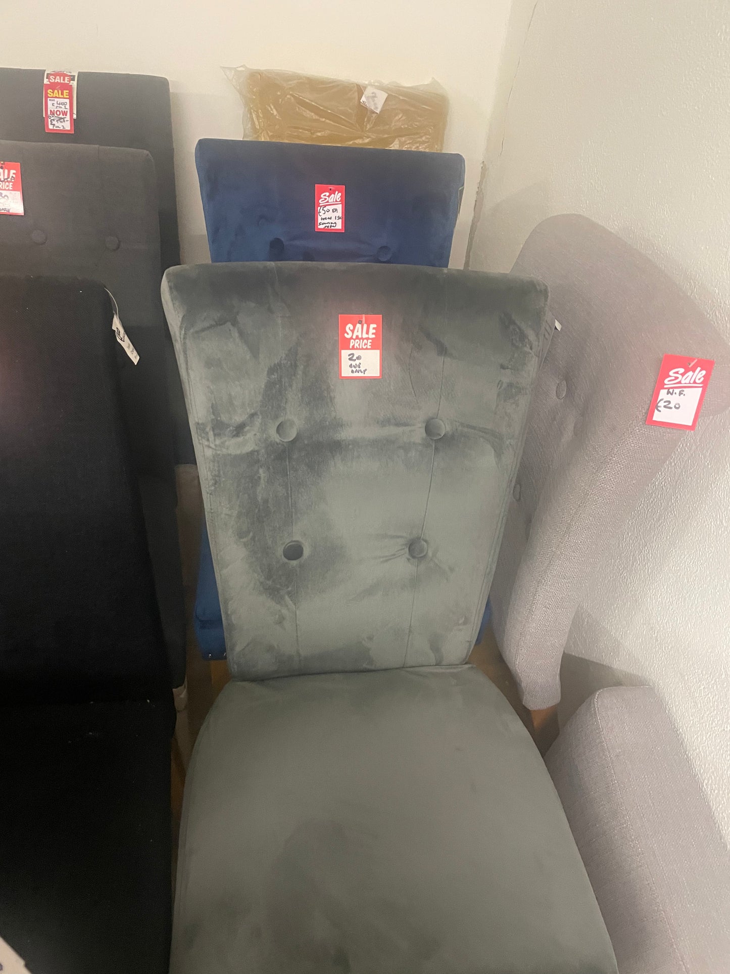 Dining chairs for €20 each sold as seen . One offs . Instore purchase only. Disposal