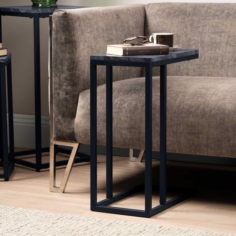 Alora Black metal sofa table in carton. reduced-Renaissance Design Studio