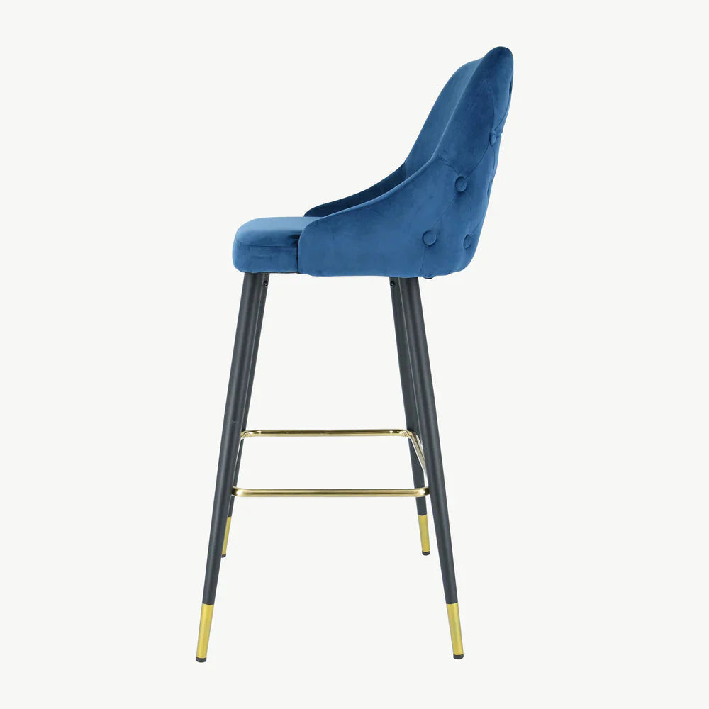 Avanza bar stool with gold cap in grey and navy .Now up to 50% off ! No exchange.-navy bar stool-Renaissance Design Studio