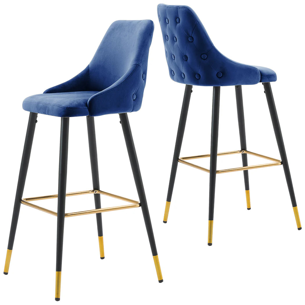 Avanza Fargo Bar Stools with gold caps .Navy or grey almost half price pop instore to purchase in outlet store. No exchange