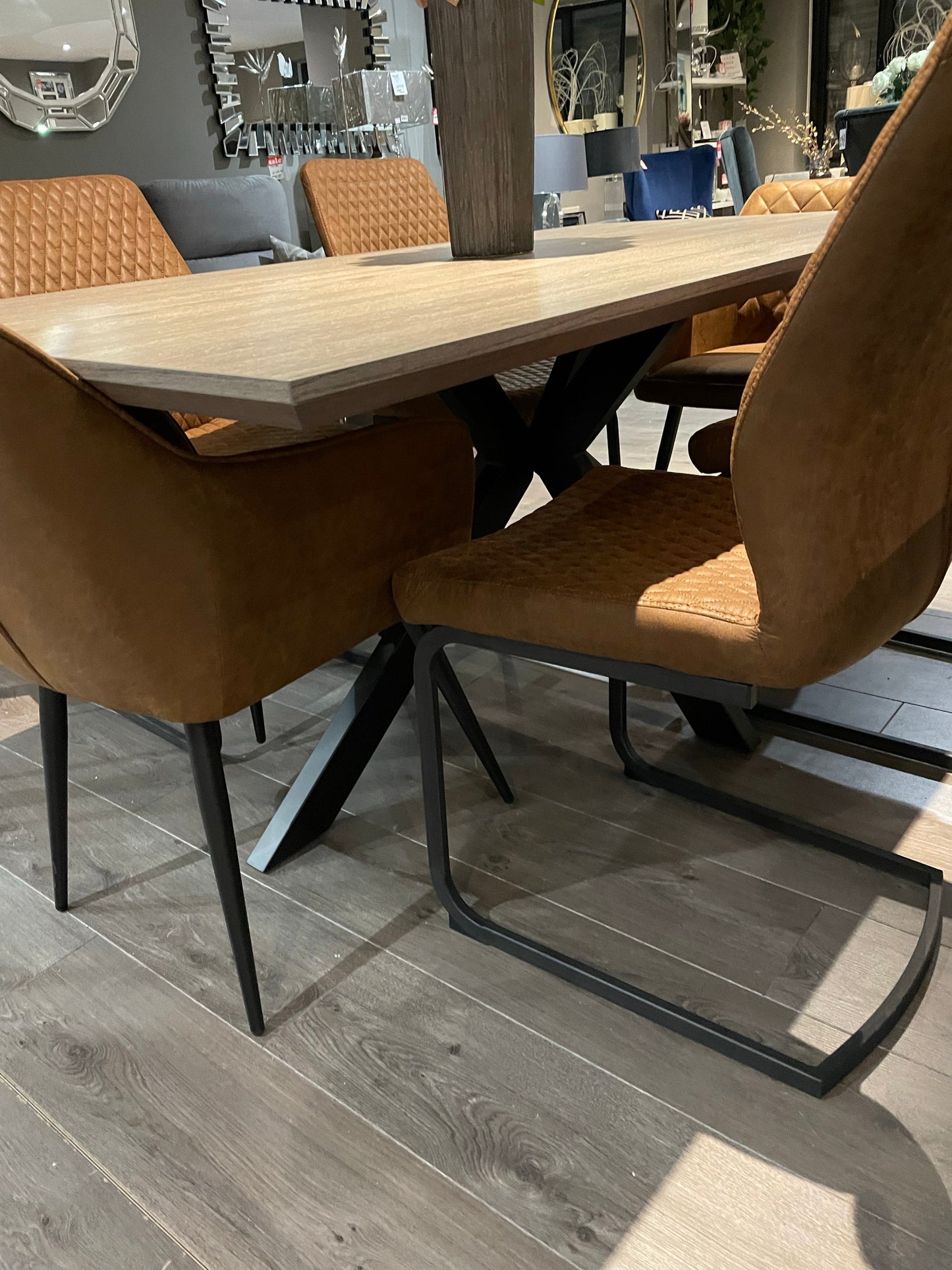 Mirabeau extending dining table with cross legs and *smart top top large