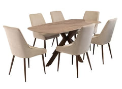 Janet Dining Table 180 cm. with PURA stone top in sable.