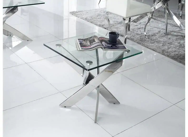 Kalmarris October Glass Rectangular Side Table unwrapped as ex display . View and pay Instore only CLEARANCE
