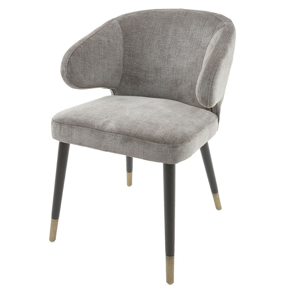Renaissance Textured fabric Designer Dining Chairs w brass cap set of 6 on SALE-Dining Chair-Renaissance Design Studio