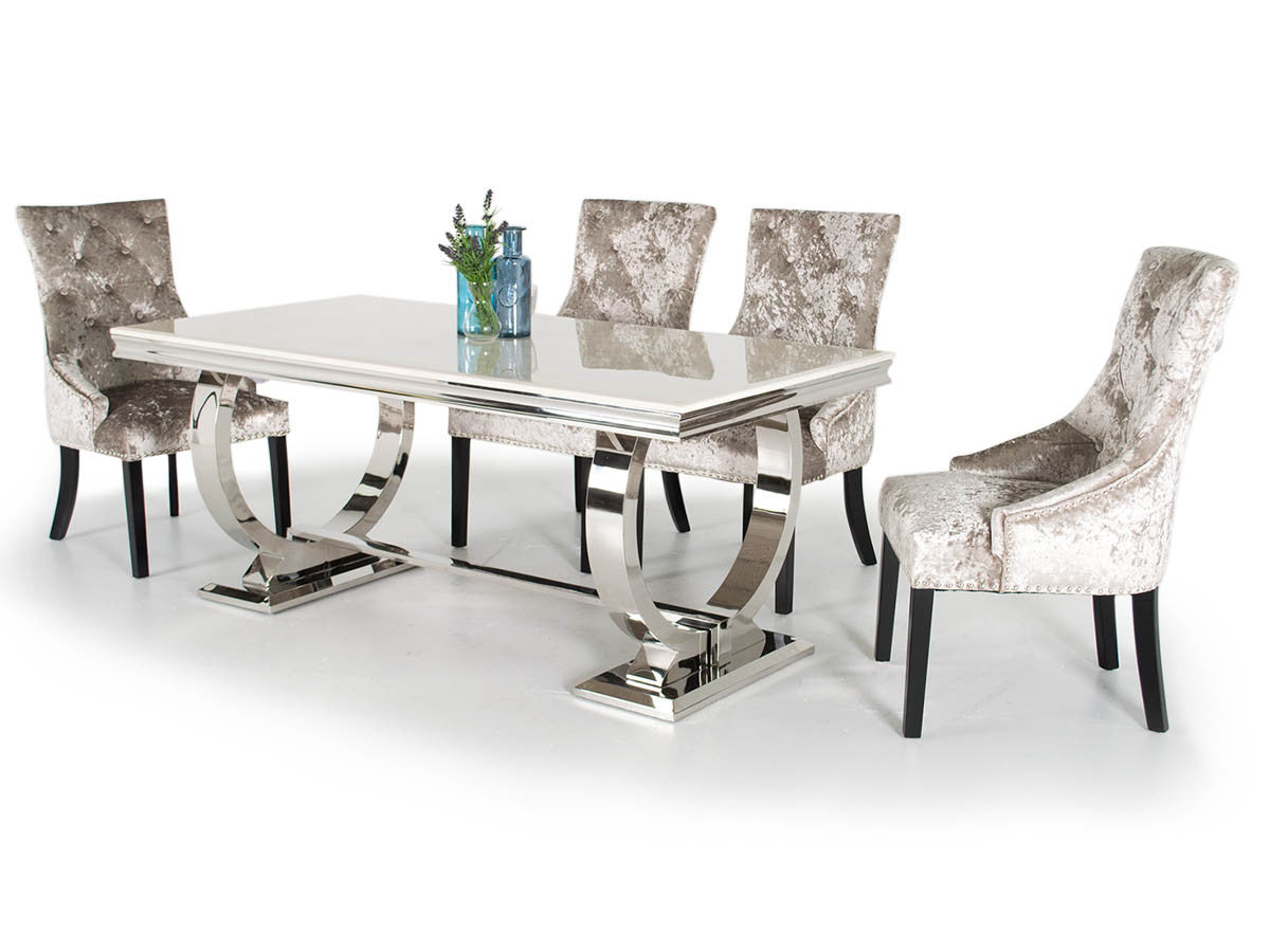 cream Arturo Arianna Marble pattern Dining Table 1800 mm ex display purchase in our store only €300 sold as seen ! Sold out. Request Instore . Not an online item