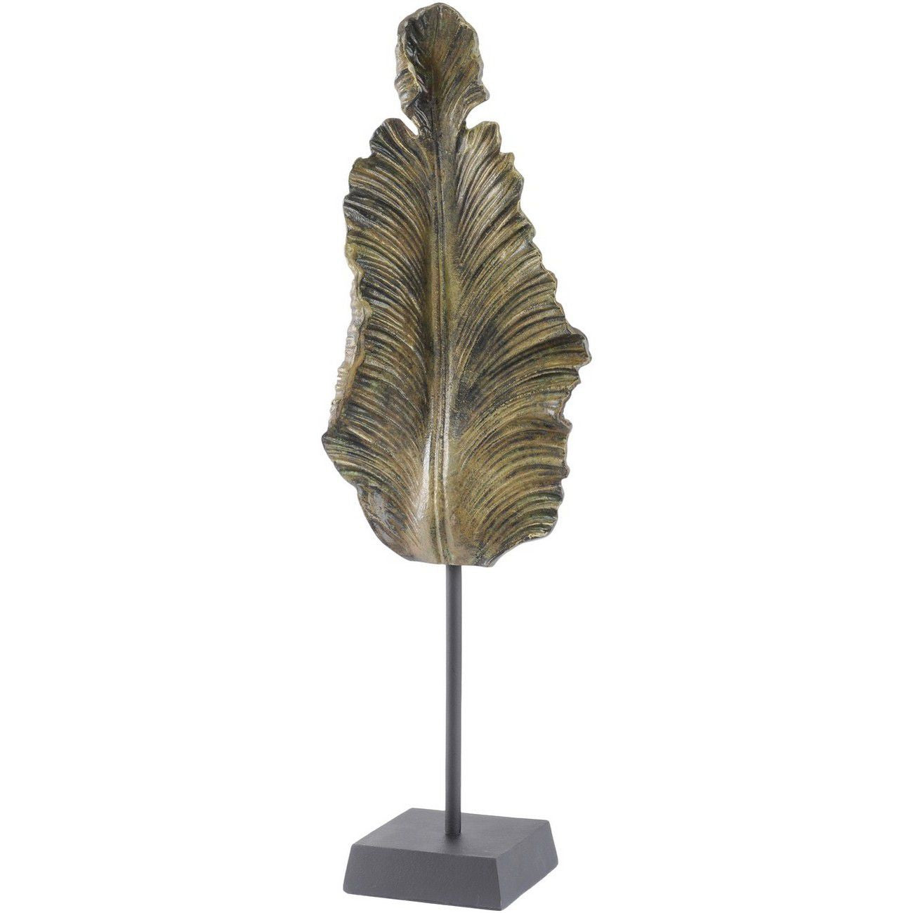 Rialto Antiqued Green Gold Leaf Sculpture
