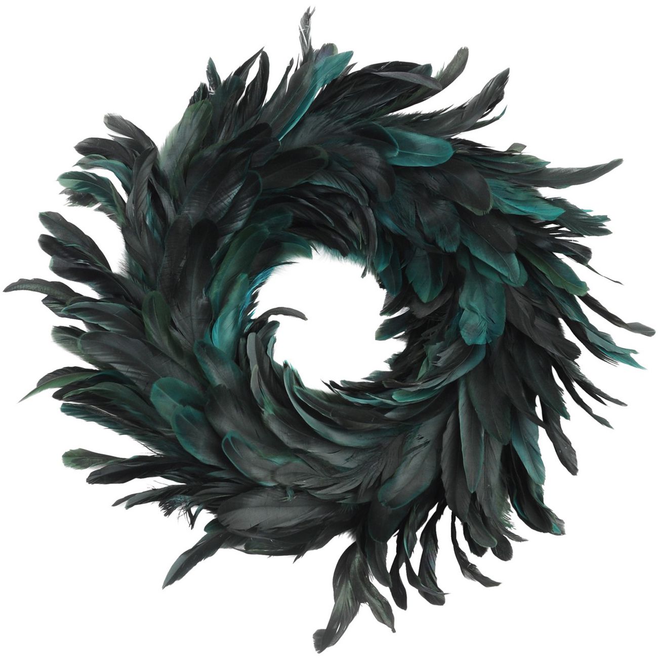 Teal feather wreath