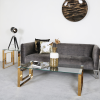 Alannah gold coffee table with glass top 120 cm