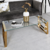 Alannah gold coffee table with glass top 120 cm