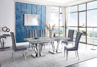 Arturo grey 1800 mm look table with chrome base