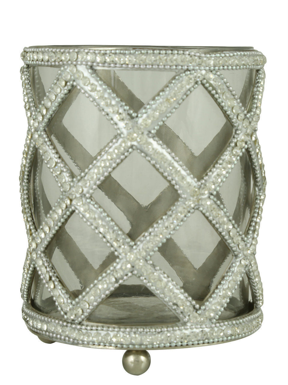 Clear Glass And Nickel Glitz Cross Trellis Tealight Holder (13cm)