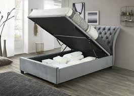 Georgina velvet bed with gas lift ottoman 5 ft instore clearance purchase only