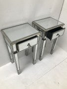 Bedside mirrored cabinet 1 drawer. REDUCED TO CLEAR half price last one for collection only