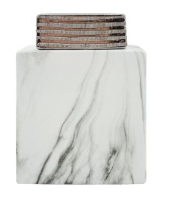 White 21.5cm Marble And Silver Ginger Jar Instore clearance purchase only