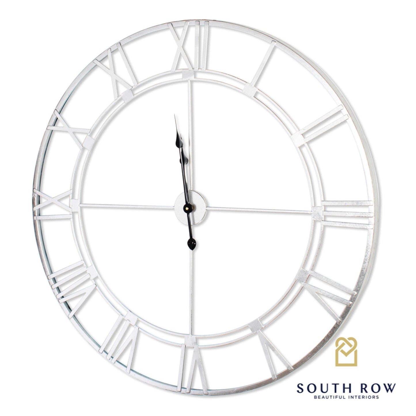 Alana 90 cm skeleton clock in silver Click N Collect Clearance offer