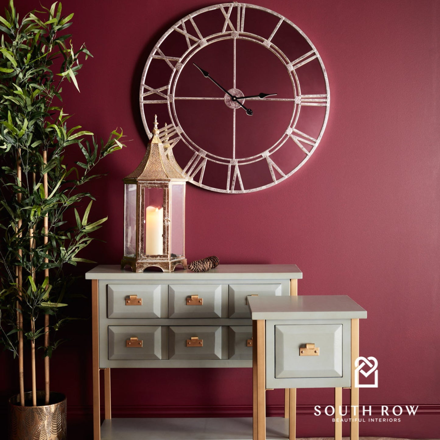 Alana 90 cm skeleton clock in silver Click N Collect Clearance offer
