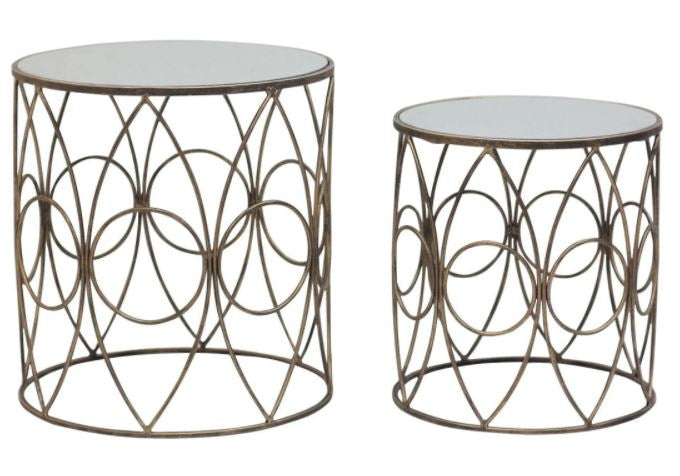 Avantis October Antique Copper Frame Round set of 2 Tables reduced click n collect