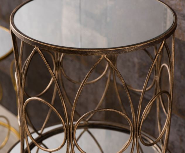 Avantis October Antique Copper Frame Round set of 2 Tables reduced click n collect