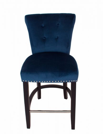 Velvet bar stool with knocker back Midnight Blue sold as seen ONE ONLY for collection
